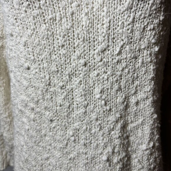 Womens M Cream Textured Knit V-Neck Dress With 3/4 Sleeves & Relaxed Fit - Picture 6 of 10